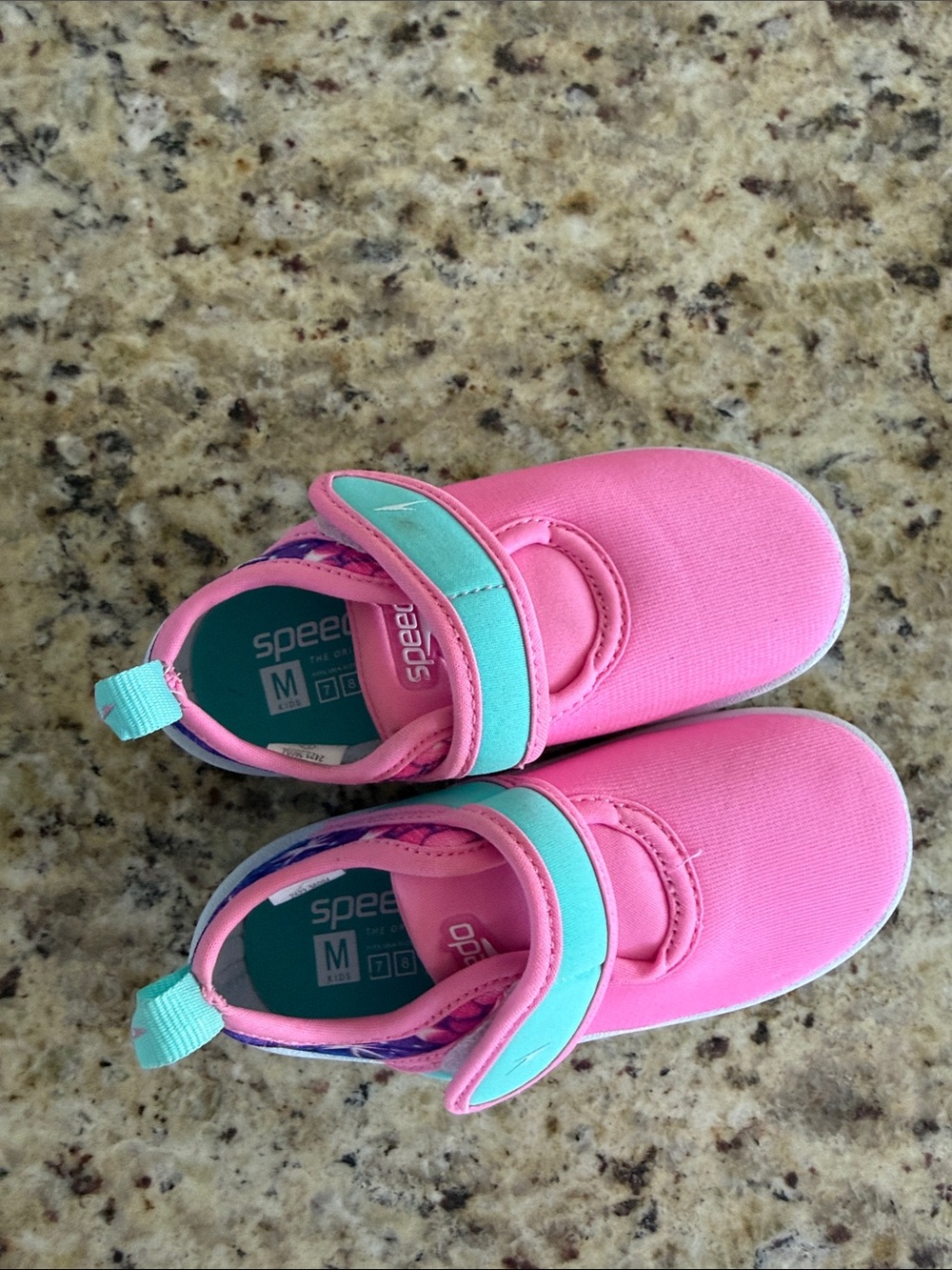 Speedo Pink and Teal Kids Water Shoes with Hook-and-Loop Strap - Picture 6 of 7